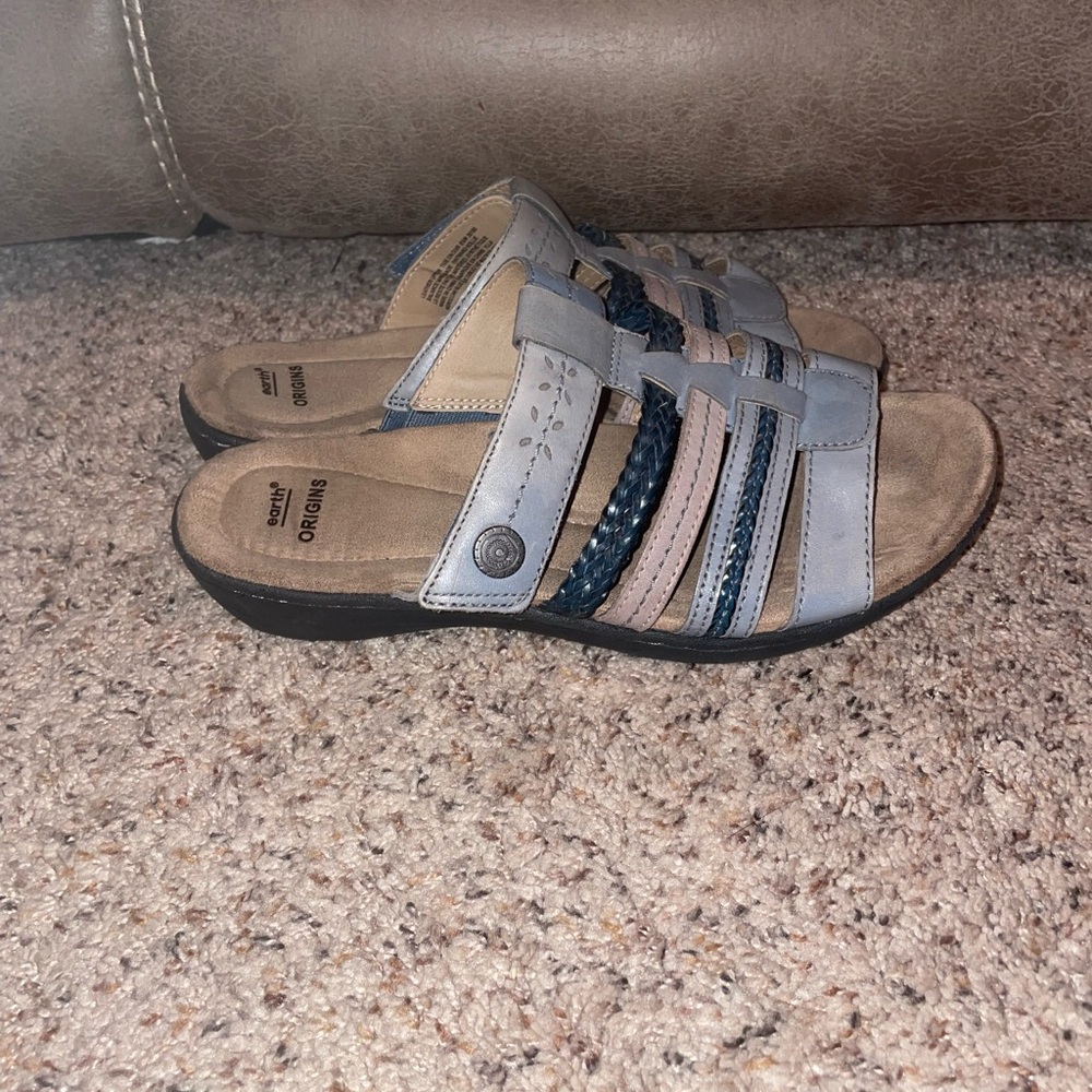 Earth Origins Hayward Hollie Womens 8.5 Blue Leather Strap Sandals